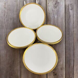 Rosenthal Germany 3680 White Gold Band Black Lines Round Dish Plate 6 Inch Set 6